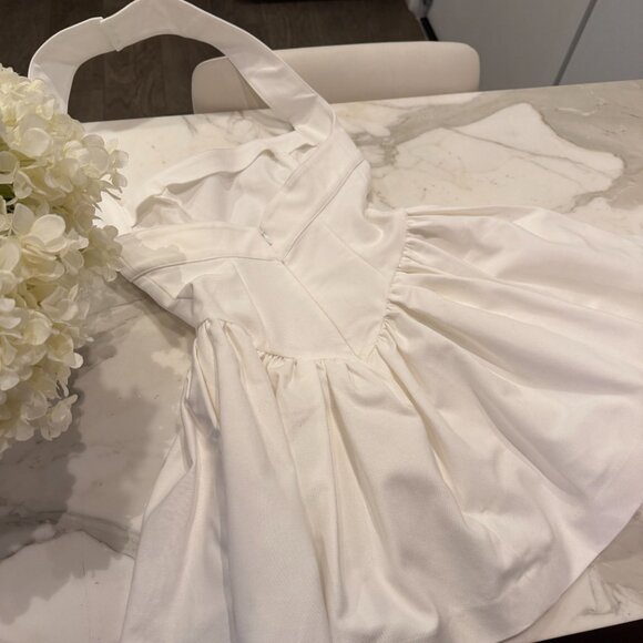 Helsa - Faille Halter Mini Dress in White by Helsa - Picture 12 of 16